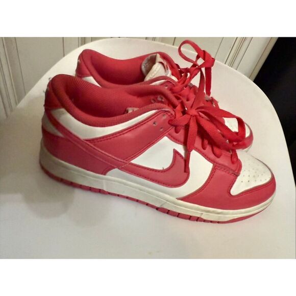 Nike Shoes - Nike Women's Dunk Low Top Lace Up Leather Sneaker Shoes White Pink Size 8